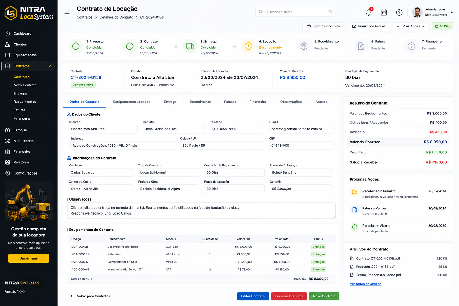 Sistema Nitra LocaSystem (Locação de Máquinas e Equipamentos)